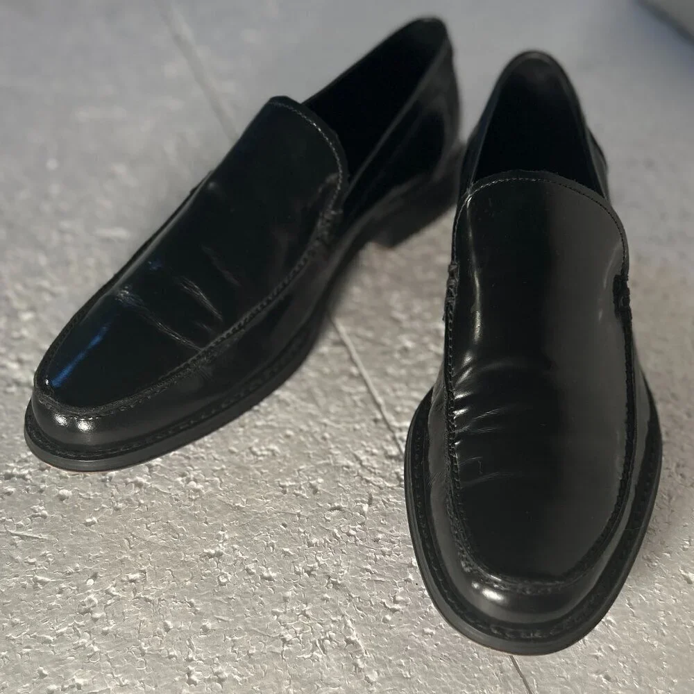 Kenneth Cole SZ 7.5 Men's New Leaf Black Leather Loafer Dress Office Old Money